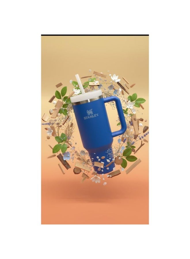 Stanly Stanley FlowState Tumbler - 40oz (1.18L) Insulated Stainless Steel Mug with Handle and Straw Lid (Distinguished Blue) - Image 1
